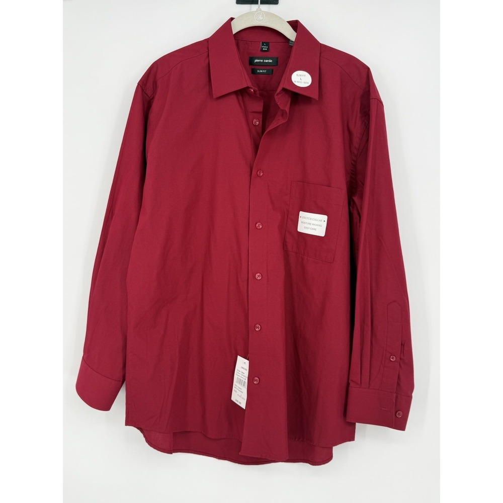 Pierre Cardin Men's Long Sleeve Button Down Slim Fit NWT Large